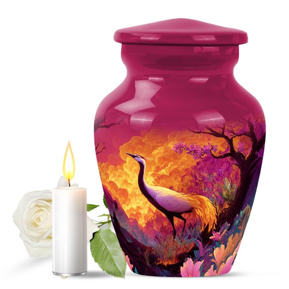 JAGASY Phoenix Urn for Ashes Adult Male, Purple Small Urns for Human Ashes Keepsake, Golden Flames Sparks Decorative Urns for Parents, Flying Phoenix Funeral Cremation Urn for Mom & Dad, (3 Inch)