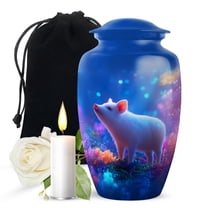 JAGASY Pig Handmade Urn for Ashes for Women, Blue Large Urns for Human Ashes, White Pig Decorative Urns for Couple, Memorial Cremation Urn for Husband & Wife, (10 Inch)