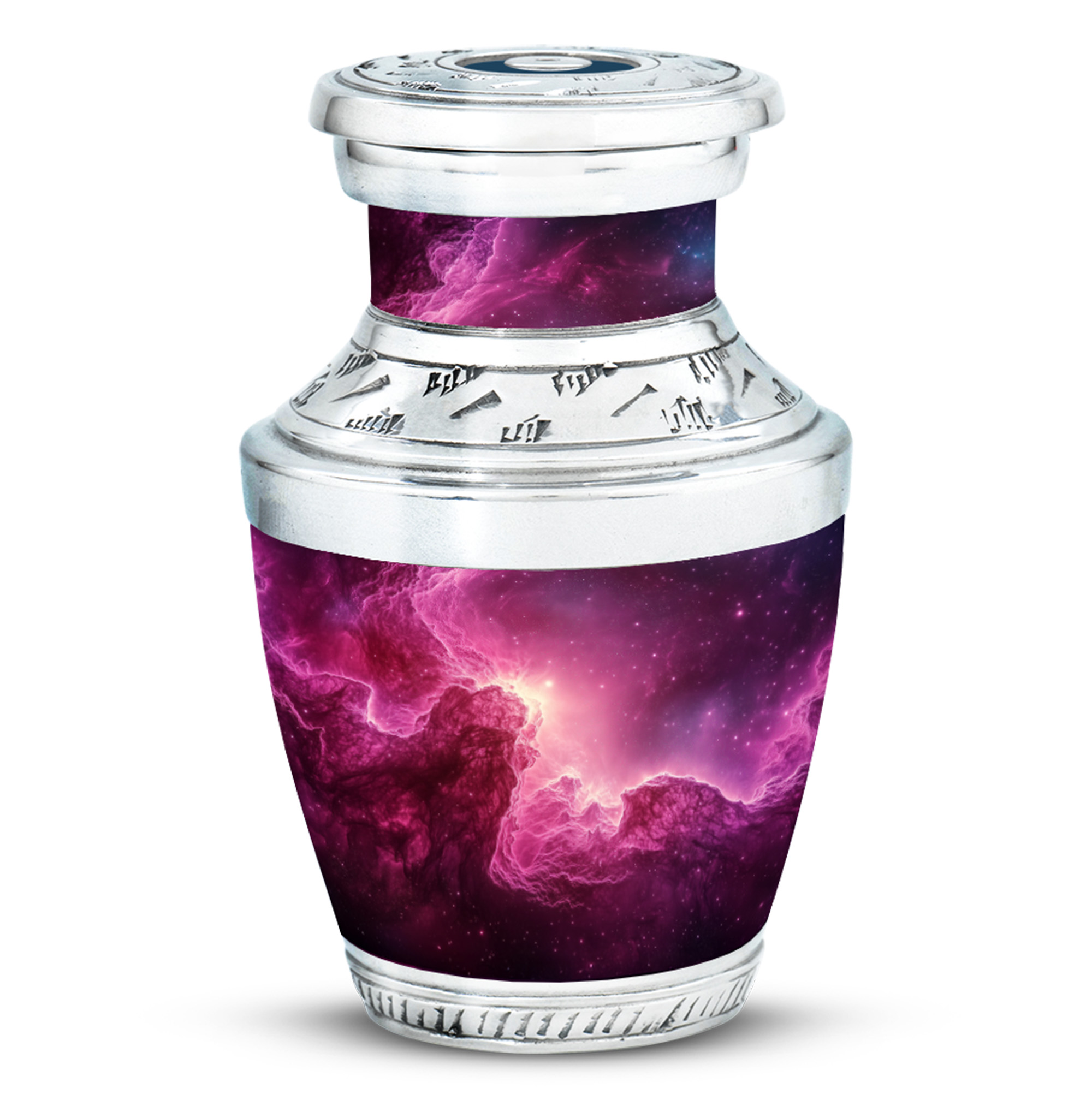 JAGASY Pink Galaxy Stars Urn for Couple - Pink Nebula Clouds Decorative Urn for Ashes for Women - Little Funeral Cremation Urns - Small Keepsake Urns for Mom & Dad - (3 Inch)
