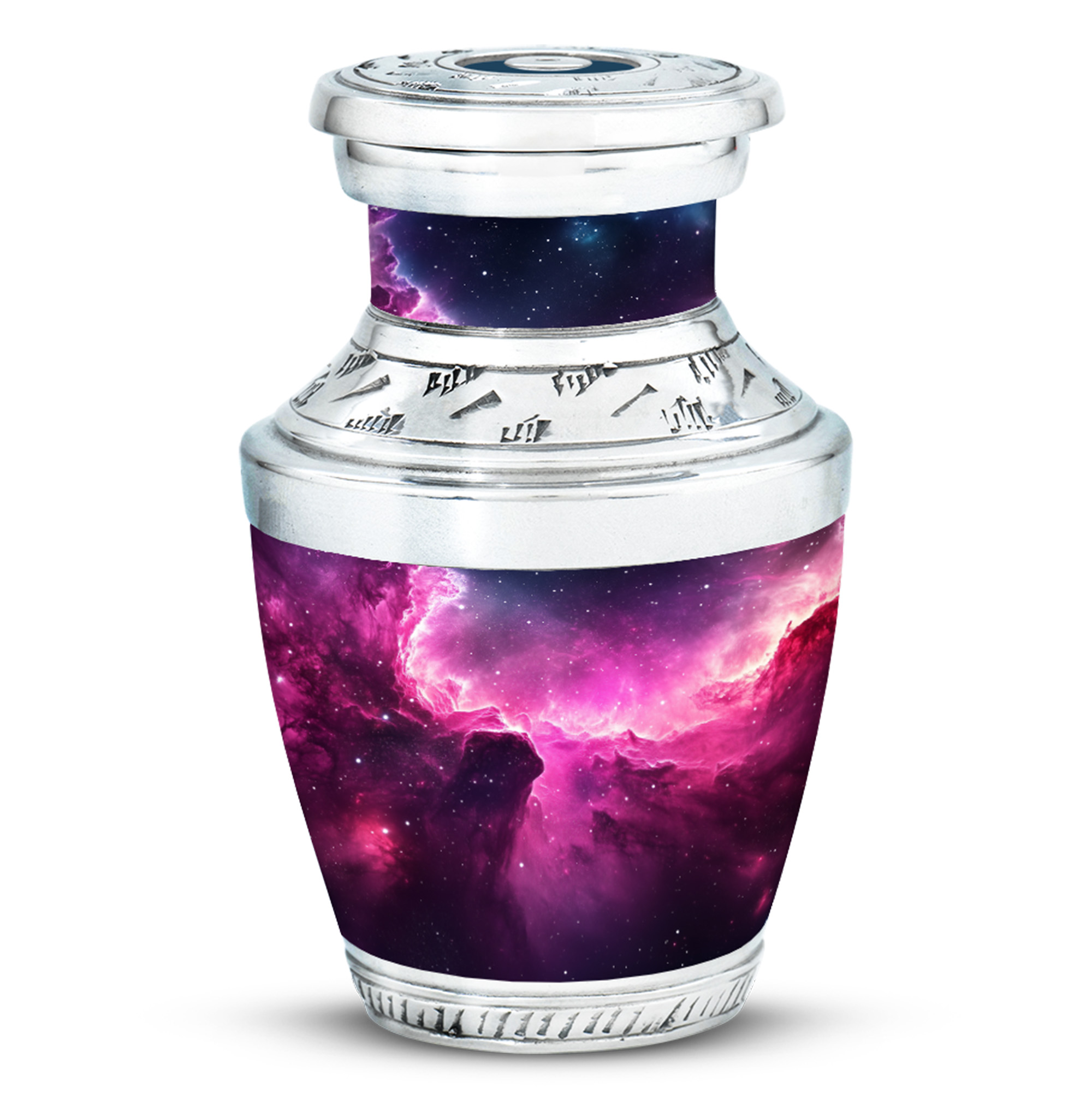JAGASY Pink Nebula Clouds Decorative Urn - Black Urn for Ashes Adult Male - Pink Galaxy Mini Keepsake Urns for Sister - Miniature Cremation Urns for Brother - (3 Inch)