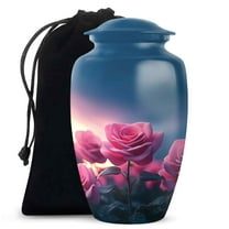 JAGASY Pink Rose Urn for Ashes for Women - Blue Large Urns for Human Ashes - Flowers Memorial Cremation Urn for Mother - Sunset Funeral Urns for Mom & Dad - ( 10 Inch)