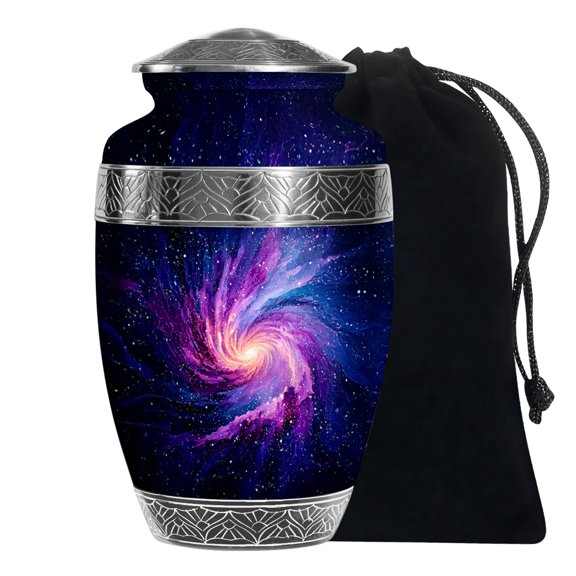 JAGASY Purple Urn for Ashes for Women - Black Large Urn for Ashes Adult Male & Female - Galaxy Decorative Cremation Urns for Sister - Blue Funeral Urns for Brother - (10 Inch)