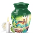 thumbnail image 1 of JAGASY Rabbit Unique Urn for Daughter, Green Keepsake Small Urns for Human Ashes for Women, Forest Trees & Sunlight Decorative Urns for Son, Handmade Urn for Children, (3 Inch), 1 of 7