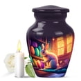 thumbnail image 1 of JAGASY Rabbit Urn for Mother Ashes, Purple Small Urns for Human Ashes Keepsake, White Rabbit & Easter Eggs Decorative Urns for Father, Handmade Memorial Urn for Mom & Dad, (3 Inch), 1 of 7