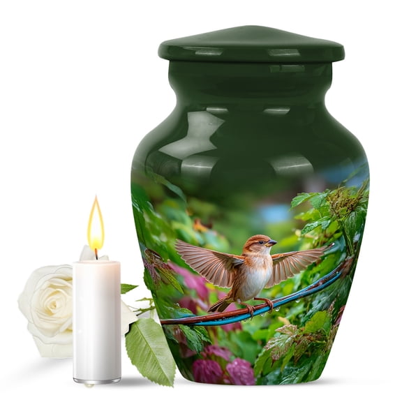 JAGASY Sparrow Urn for Human Ashes Adult Man & Women - Mini Bird Perched on Brand Urns for Cremation - Miniature Memorial Urn for Grandmother - Dad Urns for Ashes Small - 3 Inch