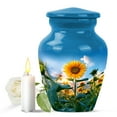 thumbnail image 1 of JAGASY Sunflower Mini Urn for Father, Small Keepsake Urns for Human Ashes, Sunset Blue Sky Decorative Urns for Mother, Blue Memorial Cremation Urn for Parents, (3 Inch), 1 of 7