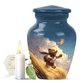 thumbnail image 1 of JAGASY Teddy bear Urn for Sister - Blue Small Urn for Ashes Adult Male & Female - White Clouds Kite & Grass Decorative Urns for Brother - Keepsake Cremation Urns for Siblings - (3 Inch), 1 of 7