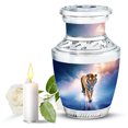 thumbnail image 1 of JAGASY Tiger Keepsake Urns for Human Ashes Adult Female, Blue Small Urns for Human Ashes, Water & Cloudy Sky Decorative Urn, Burial Mini Urn for Brother & Sister, (3 Inch), 1 of 7