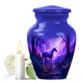 thumbnail image 1 of JAGASY Unicorn Cremation Urn for Girls, Blue Small Urns for Human Ashes Keepsake, Sunset Forest Trees Decorative Urns for Friends, Memorial Mini Urn for Boys, (3 Inch), 1 of 7