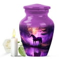 thumbnail image 1 of JAGASY Unicorn Miniature Urn for Daughter, Purple Small Urns for Human Ashes Keepsake, Sunset Forest Trees & River Decorative Urns for Children, Memorial Urn for Son, (3 Inch), 1 of 7
