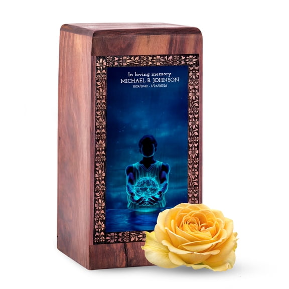 JAGLASH Basketball Players Cremation Urns for Women 11.25 Inch, Large Funeral Urns for Adult Ashes Men, Blue Burial Urn for Ashes, Beautiful Urn for Adult Male, Memorial Funeral Gift