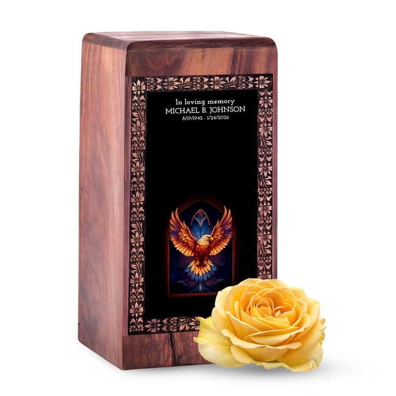 JAGLASH Eagle Funeral Urn for Ashes Adult Male & Female - Large Cremation Urn for Human Burial - Decorative Black Funeral Gift Container - 10 Inch