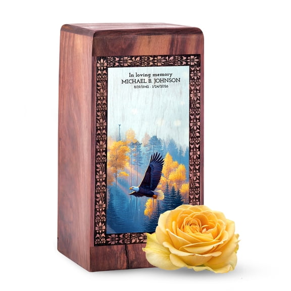 JAGLASH Eagle Memorial Keepsake Urn for Ashes Adult Mom & Dad - Small Cremation Grey Urn for Human Ashes - Funeral Urns for Male & Female - 6 Inch