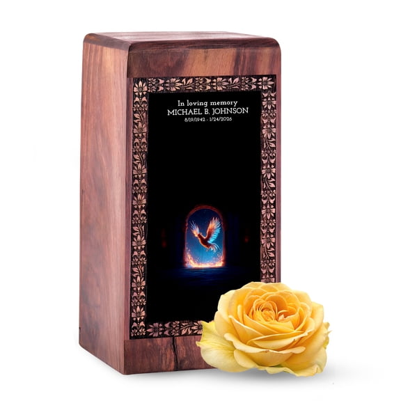 JAGLASH Hen keepsake Urn for Ashes Adult Female and Male, Black Burial Urns for Ashes, Fiery Book Urn for Adult Female & Male, Handcrafted Funeral Urns for Mother, 6 Inch