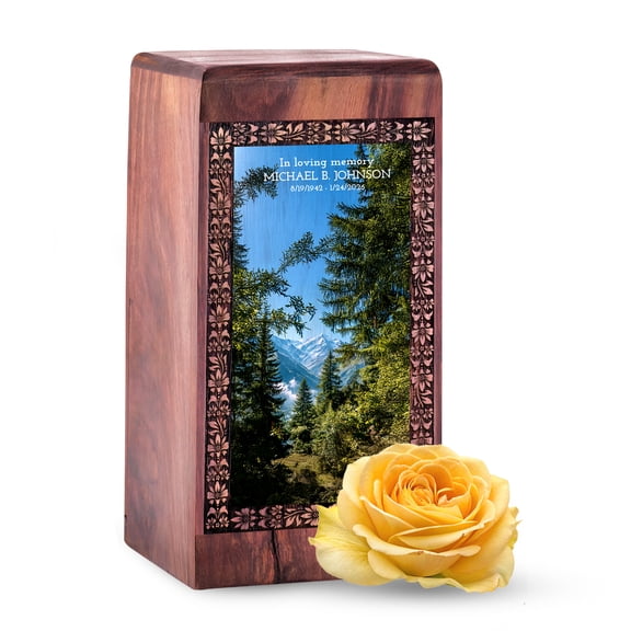 JAGLASH Mountain Burial Urn for Women Ashes Adult Mom & Dad, Large Urns for Cremation, Memorial Blue Urns for Women, Couple Urn, 11.25 Inch
