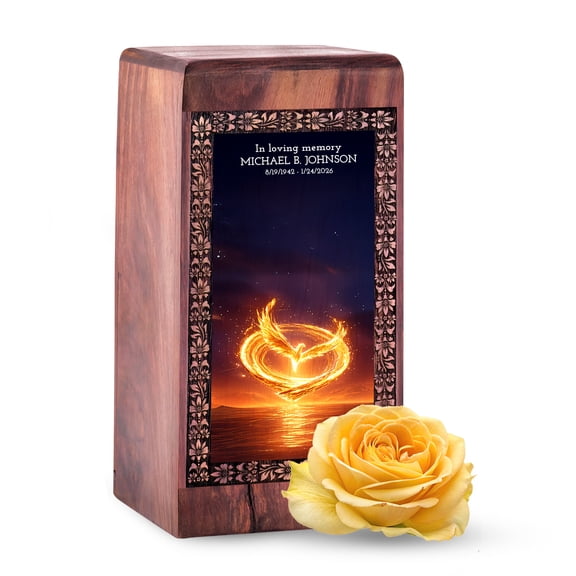 JAGLASH Rising Phoenix Burial Urns, Ocean Urn for Adult Human Ashes with Velvet Bag, Large Star Cremation Black Urns for Ashes for Women & Men 11.25 inch, Memorial Gifts for Loss of Father & Mother