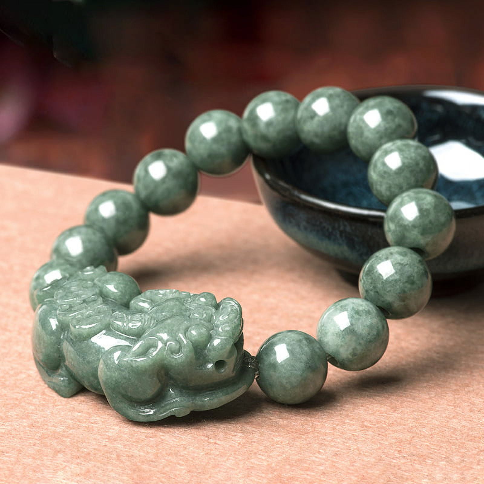 JAGOCY 1pc Natural Jade Bracelet Lucky Pixiu Bracelet Jade Bead Bracelet Men's Jade Bracelet