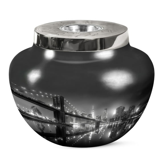 JAGSHASHI Brooklyn Bridge At Night Urns For Human Ashes - Human Remains Mom & Dad - Funeral Urns - Adult Urn For Male & Female - Burial Urns Adult - Human Cremation Urns - 7 Inch