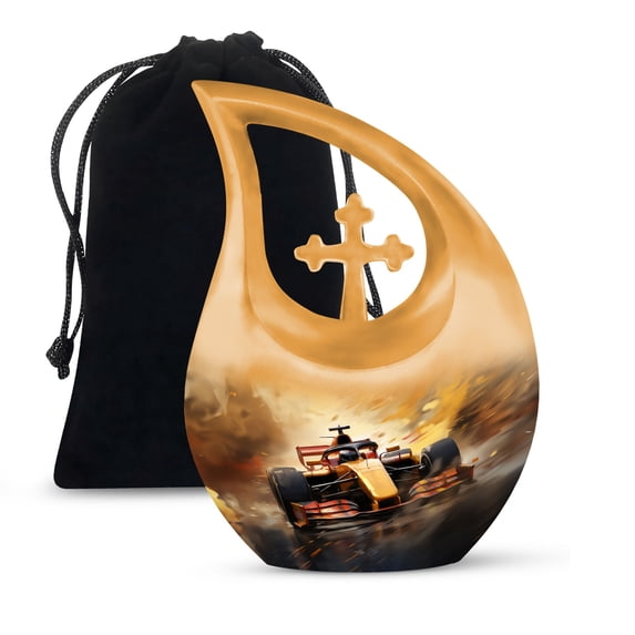 JAGSHASHI Car Race Burial Urn Men - Adult Urns For Human Ashes Men - Urn For Ashes Adult Male - Urn Human Ashes Large - 10 Inch With Velvet Bag - Men Urns For Human Ashes - Urn For Ashes Adult Male