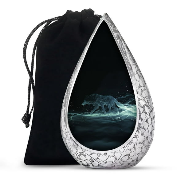 JAGSHASHI Celestial Wraith Wolf - Cremation Urns For Human Ashes - Large Decorative Urn - Funeral Urns - Adult Urn - Ash Burials For Human Ashes - Burial Urns For Male & Female - 10 Inch - Large