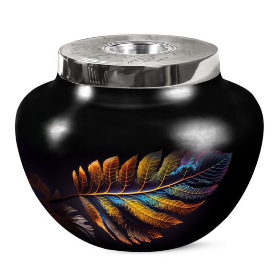 JAGSHASHI Colorfull Autmn Leaf Human Urns - Urns For Friends Ashes - Large Burial Urn - Large Urns For Human Ashes - Memorial Urns - Ashes Urns Human Remains - Urns For Ashes Adult Female - 7 Inch