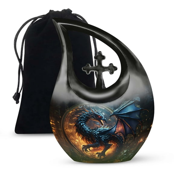 JAGSHASHI The Dragon Of The Enchanted Globe Urn For Ashes For Men - Human Urns For Ashes Adult Male - Unique Urns For Ashes - Urns For Adult Male Ashes - 10 Inch With Velvet Bag - Funeral Urns Women
