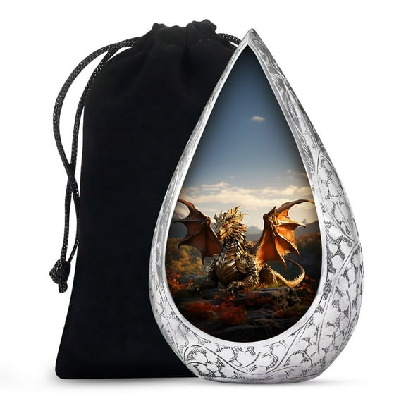 JAGSHASHI The Dragon Of The Golden Woods - Funeral Urn - Memorial Urn Human Ash - Urn For Ashes For Men - Decorative Urns - Large Memorial Urns - Urns For Cremation Ashes - 10 Inch - Large