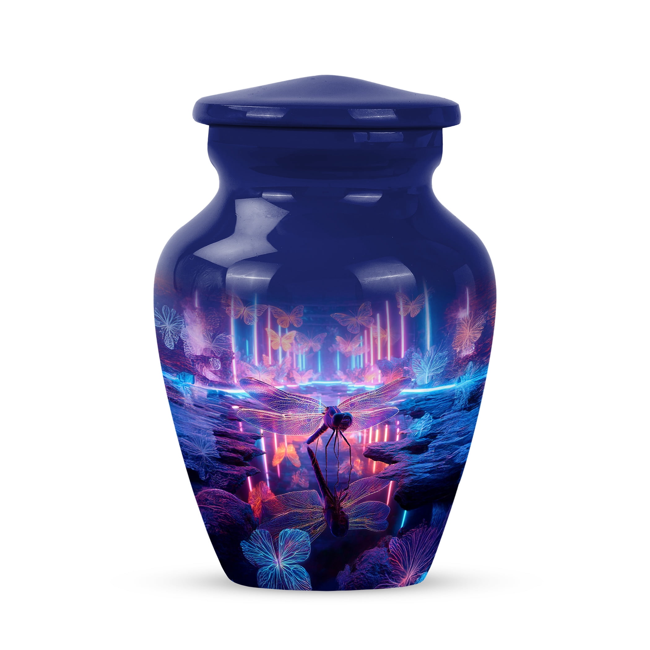 JAGSHASHI Dragonfly Mini Keepsake Sharing Urn – Small Cremation Urns For Human Ashes Adult Man or Pet Ashes – Funeral Token Urn with Velvet Box – Memorial Tribute for Families (Purple 3 Inch)