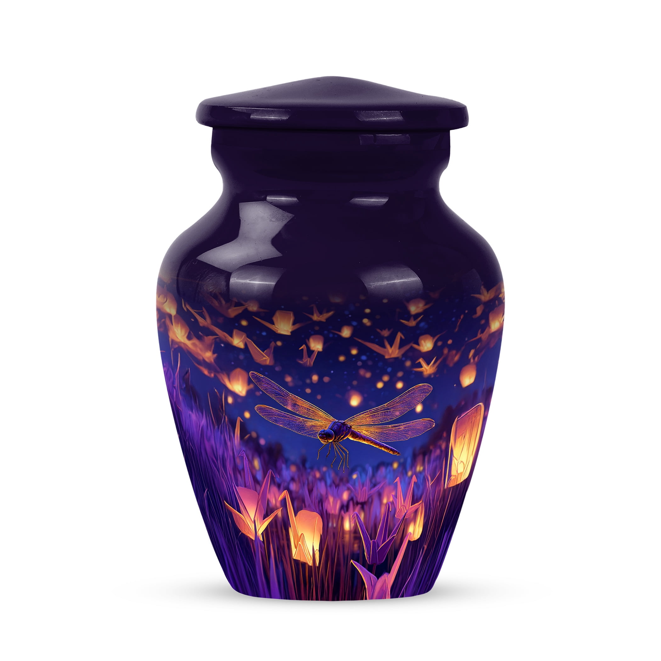 JAGSHASHI Dragonfly Mini Keepsake Sharing Urn – Small Cremation Urns For Human Ashes or Pet Ashes – Funeral Token Urn with Velvet Box – A Perfect Memorial Tribute for Families (Purple 3 Inch)