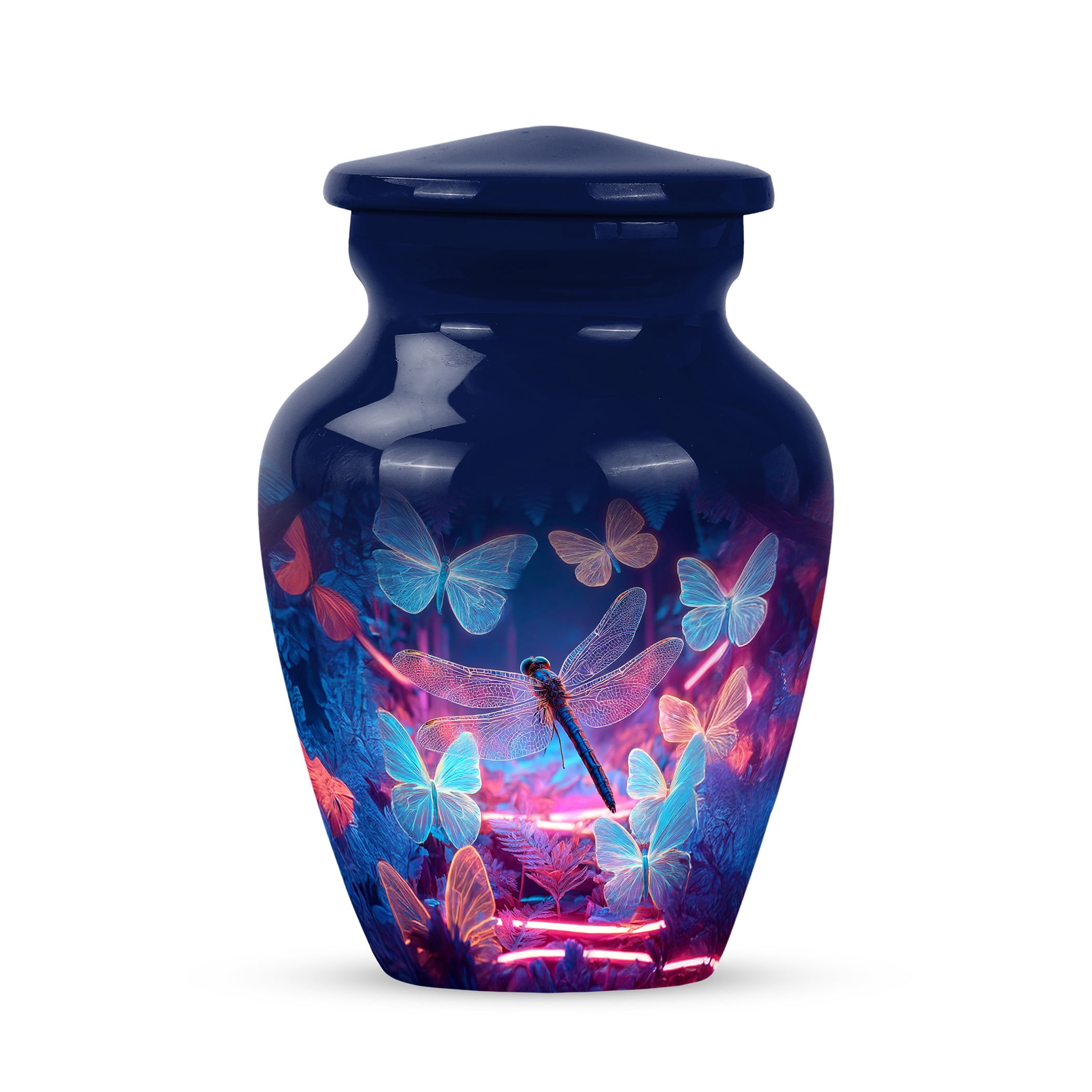 JAGSHASHI Dragonfly Mini Keepsake Sharing Urns – Small Cremation Urn For Ashes Adult Male or Pet Ashes – Funeral Token Urn with Velvet Box – Memorial Tribute for Families (Blue 3 Inch)