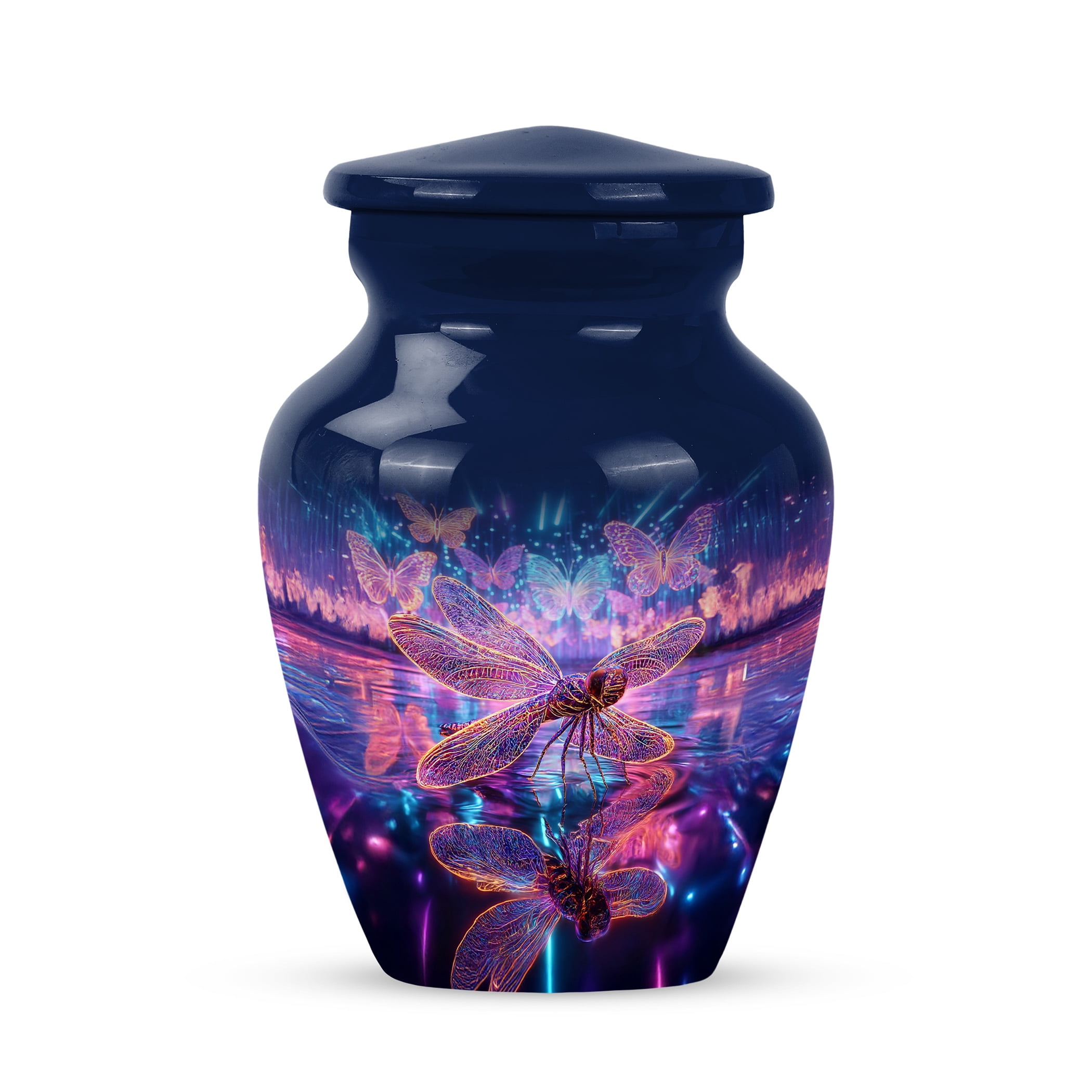 JAGSHASHI Dragonfly Mini Keepsake Urns For Human Ashes Adult Female – Cremation Urn For Ashes Adult Male or Pets – Funeral Token Urn with Velvet Box – Memorial Tribute for Families (Blue 3 Inch)