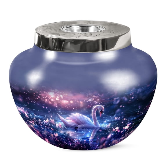 JAGSHASHI Dreamy Swan Nocturne Memorial For Human Remains Mom & Dad - Cremation Urns Adult - Ash Urn - Memorial Urns For Mom & Dad - Cremation Urns For Ashes - Funeral Urns - 7 Inch