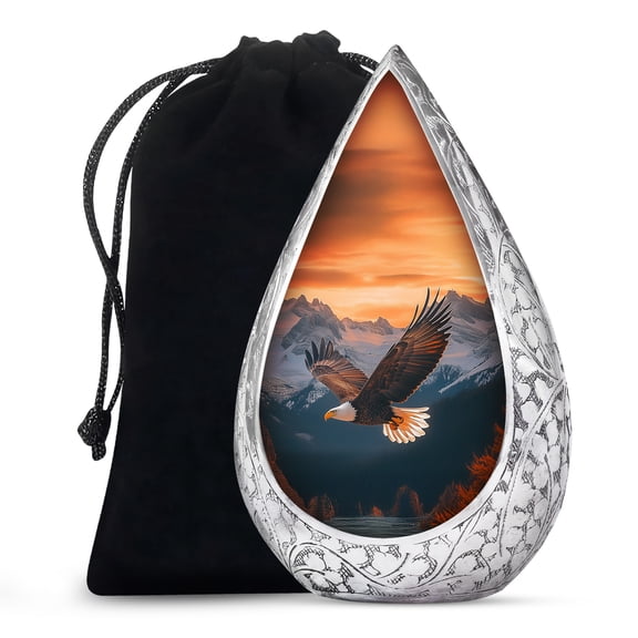JAGSHASHI Eagle Urn - Eagle Urn for Ashes Adult Male - Large Teardrop Urns for Mom & Dad - Cremation Urns For Human Male - Large Ash Holder for Female - Ash Holder For Women & Men (Size - 10 Inch)
