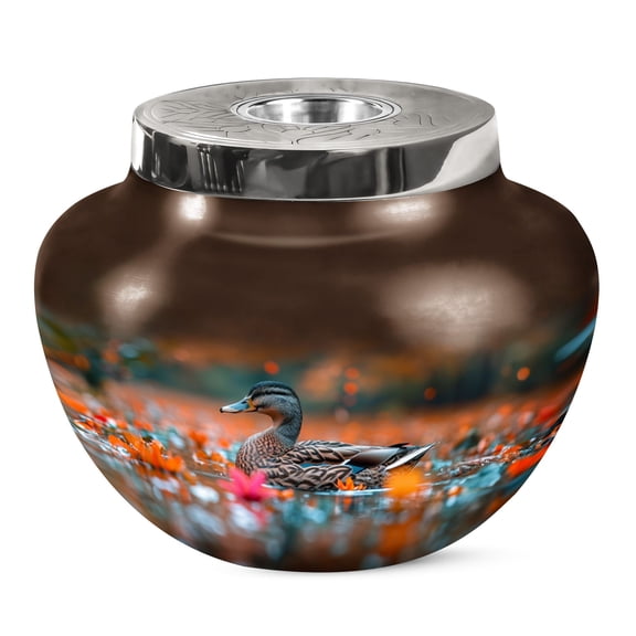 JAGSHASHI Fall Reflections Duck Cremation Urns For Ashes - Cremation Urn Human Ashes - Funeral Cremation Urns For Ashes - Adult Urns For Human Ashes - Burial Urns For Male & Female - 7 Inch