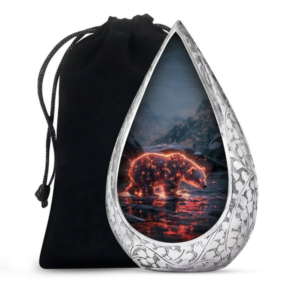 JAGSHASHI Fiery Frost Bear - Human Remains Urn - Urns For Ashes - Ash Urns For Humans - Cremation Urns Adult - Funeral Urns For Adult Ashes Men - Urns For Male & Female - 10 Inch - Large