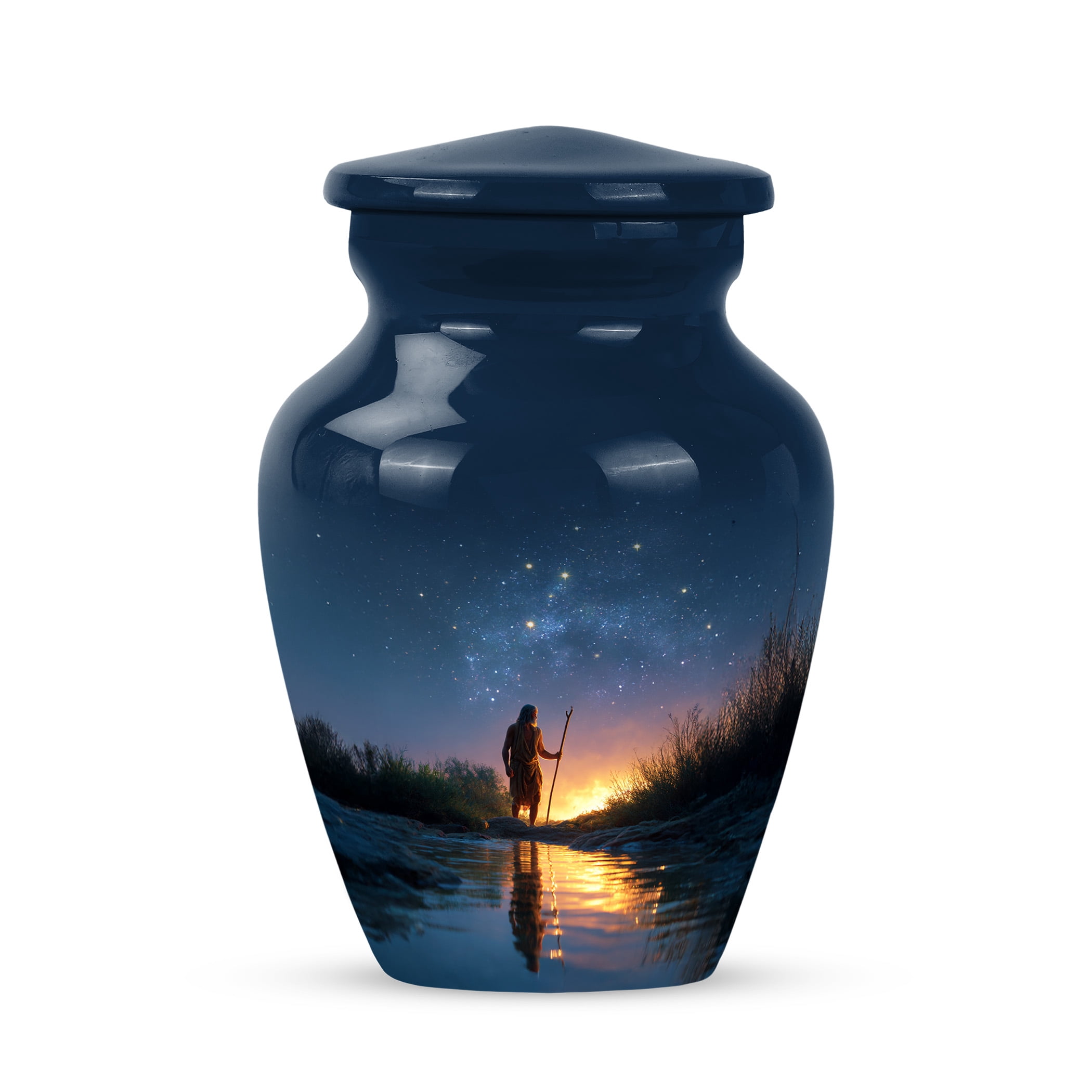JAGSHASHI Fishing Mini Keepsake Sharing Urns – Fisherman Small Cremation Urn For Ashes Adult Male or Pet Ashes – Funeral Token Urn with Velvet Box – Memorial Tribute for Families (Blue 3 Inch)