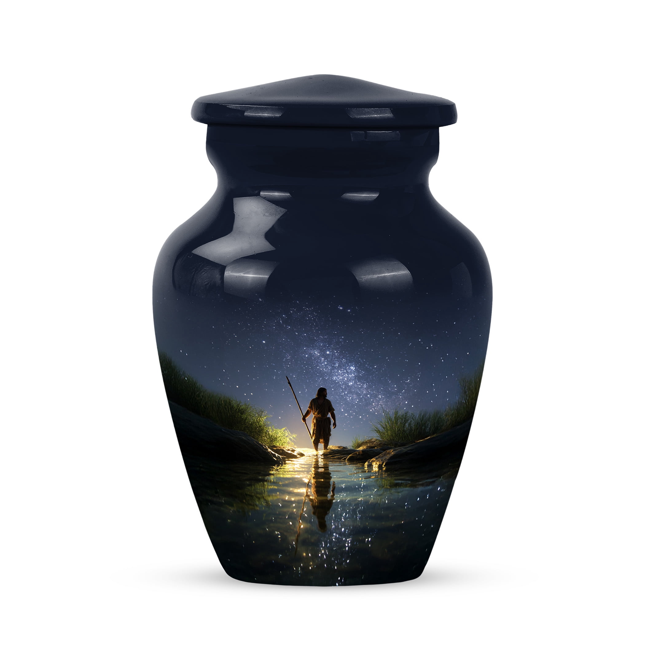 JAGSHASHI Fishing Mini Keepsake Urns For Human Ashes Adult Female – Small Cremation Urn For Ashes Adult Male or Pets – Funeral Token Urn with Fisherman – Memorial Tribute for Families (Blue 3 Inch)