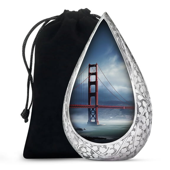 JAGSHASHI Golden Gate Bridge - Cremation Urns For Human Ashes - Burial Urns For Ashes - Human Cremation Urns - Urns For Human Ashes - Ash Containers - Large Cremation Urn - 10 Inch - Large