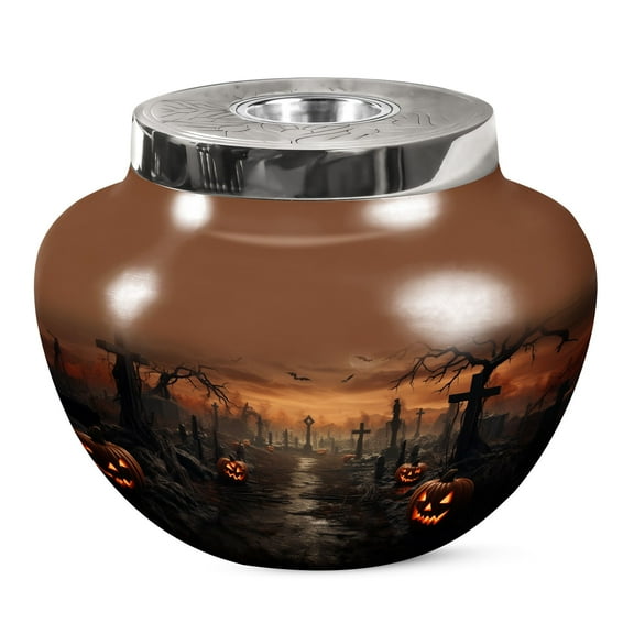 JAGSHASHI Halloween Moonlight Memorial Urns For Mom & Dad - Adult Urns For Human Ashes - Memorial Urn For Ash - Urn For Adult Male & Female - Memorial Urns - Funeral Ash Urns Large - 7 Inch