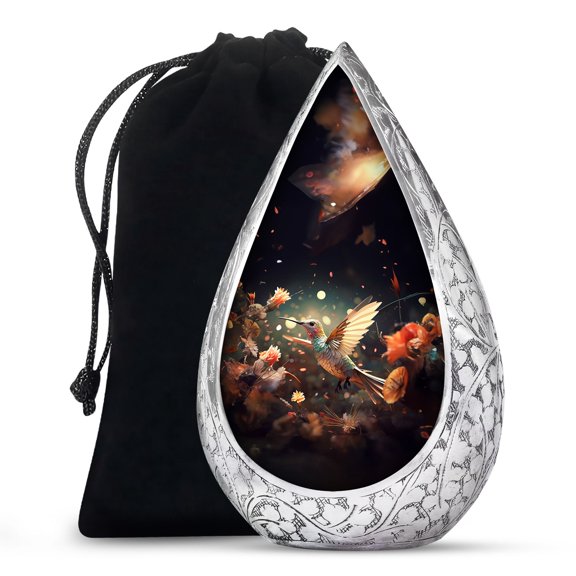 JAGSHASHI Humming Bird - Cremation Urn Human Ash - Memorial Urn Human Ash - Funeral Urn - Urns For Mom & Dad Ashes - Decorative Urn - Metal Urn For Human Ashes - 10 Inch - Large