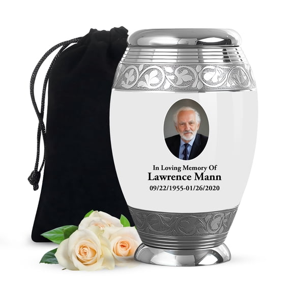 JAGSHASHI Large Personalized Custom Photo Cremation Urn for Ashes for Women, Both Customizable Picture and Customizable Text Engraving Urn, 220 Lbs Urns for Human Ashes Adult Female & Male (10 Inch)