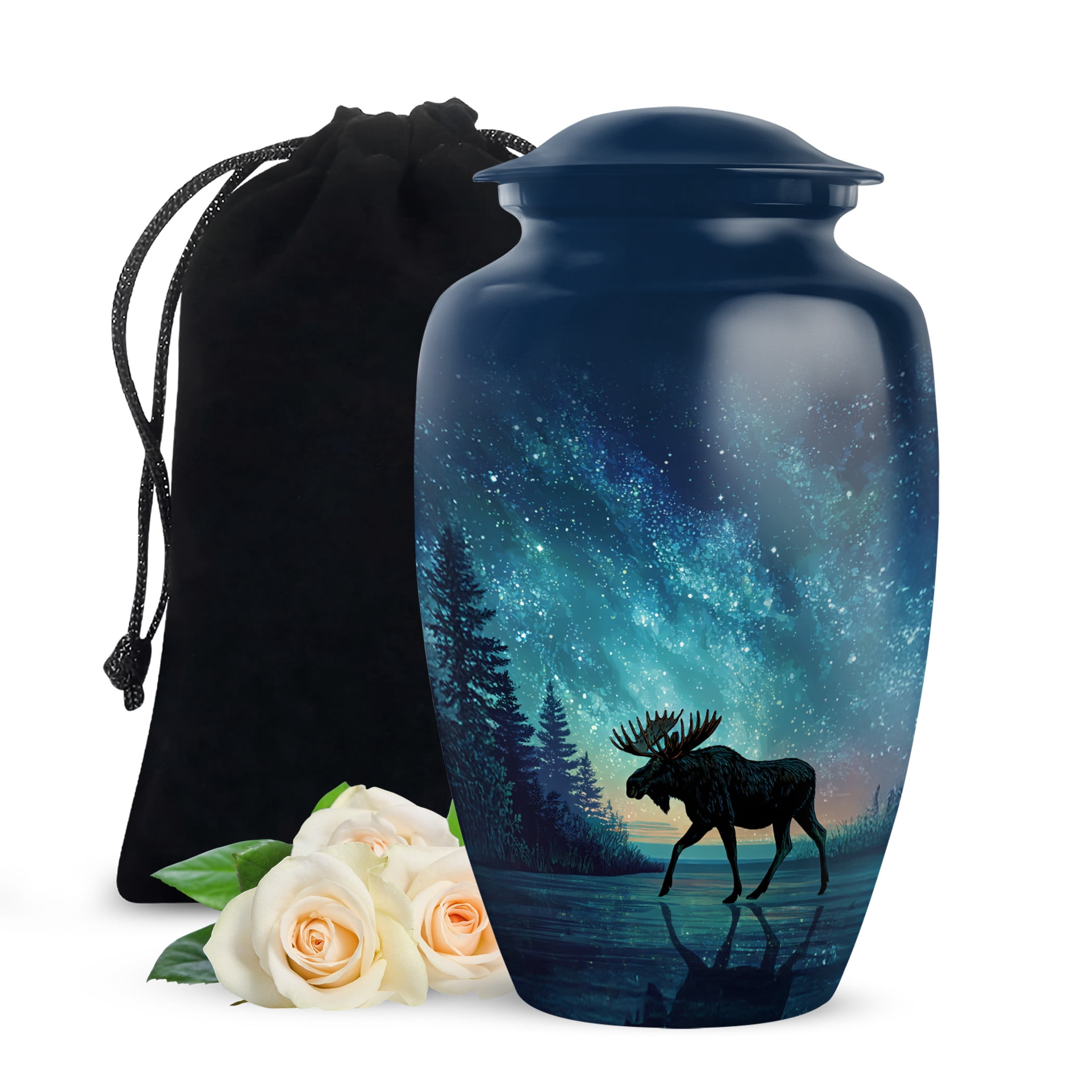JAGSHASHI Moose Urns for Human Ashes Adult Man - 10 Inch Moose Cremation Handmade Urn for Human Ashes, Moose Purple Urns for Adult Man, Pet Urn for Dogs ( Rainbow, 200 Cubic Inches)