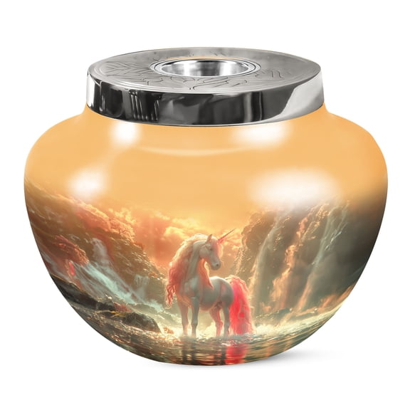 JAGSHASHI Mystical Dawn Unicorn Large Decorative Urn - Human Cremation Urns - Memorial Urns - Large Burial Urns - Urns For Human Ashes - Large Decorative Urn - Urns For Ashes Adult Male - 7 Inch
