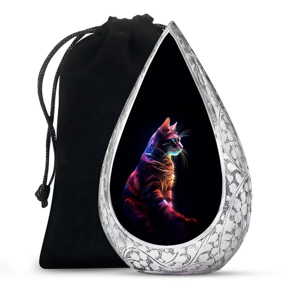 JAGSHASHI Neon Mystic Cat - Ash Urns For Humans - Urn For Ashes For Adult Male & Female - Burial Urns - Funeral Urns - Funeral Urn For Mom & Dad - Urn For Adult Female - 10 Inch - Large