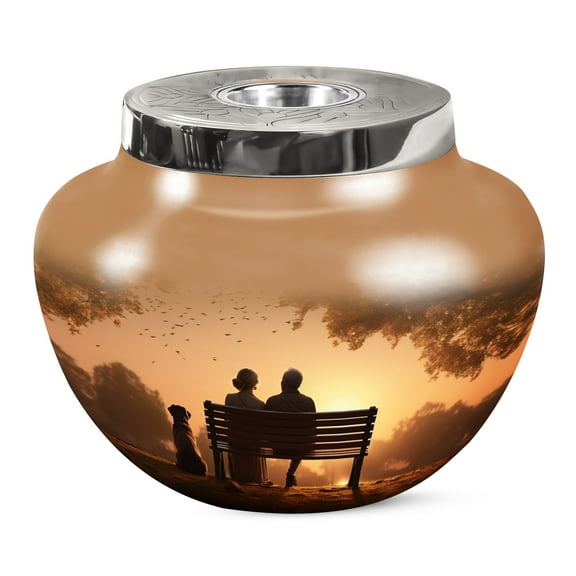 JAGSHASHI Old Couple Sitting On A Bench Burial Urns - Funeral Cremation Urns For Ashes - Modern Urns - Decorative Urns For Ashes - Ashes Urns Human Remains - Cremation Urns - 7 Inch