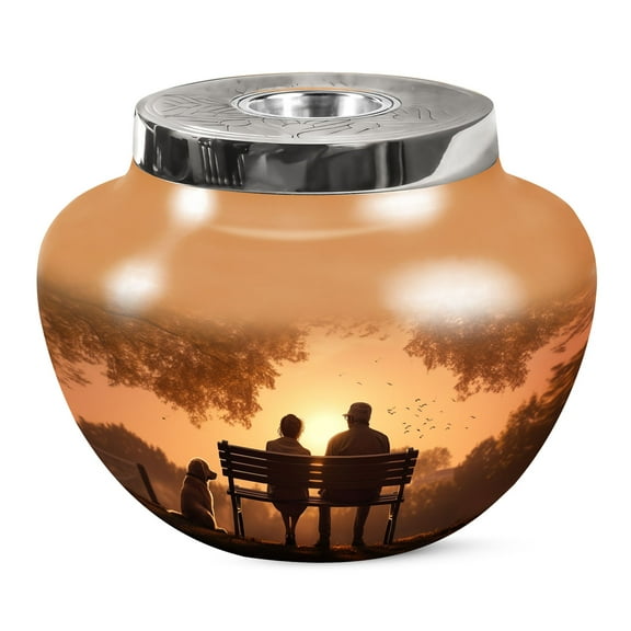 JAGSHASHI Old Couple Sitting On A Bench Cremation Urn Human Ashes - Burial Urns - Urns For Cremation Ashes - Human Urns For Ashes - Memorial Urns For Human Ashes - Funeral Urn Ashes - 7 Inch