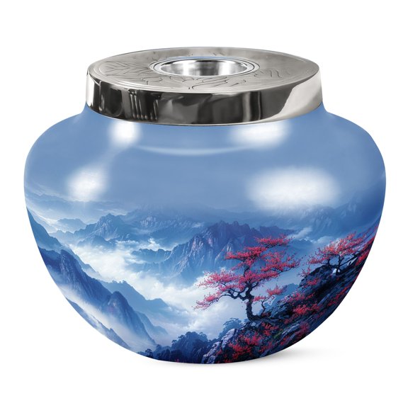 JAGSHASHI A Pathway To Spring Embrace Large Decorative Urn - Memorial Urns For Relatives - Cremation Container - Adult Urn - Cremation Urns For Adult - Metal Urn - 7 Inch