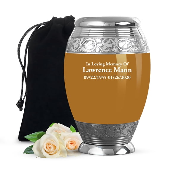 JAGSHASHI Personalized Cremation Urn for Adult Human Ashes - Custom Photo Urns for Human Ashes with Picture - Engraved Name Large Handcrafted Funeral Memorial Urn (Large - 10 Inch, Brown)