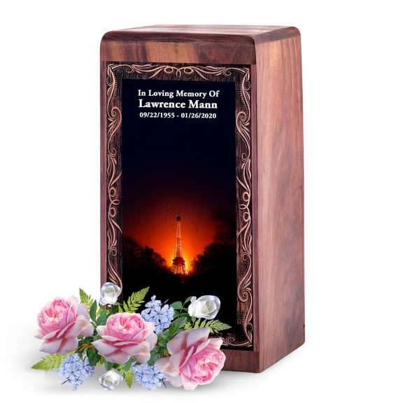 JAGSHASHI Personalized Wooden Cremation Urns for Human Ashes Adult Male Female, Small Keepsake Wooden Carved Urns Box for Men Women Child, Pets Cat Dog Urn, Funeral Memorial Urn for Ashes (5 Inch)