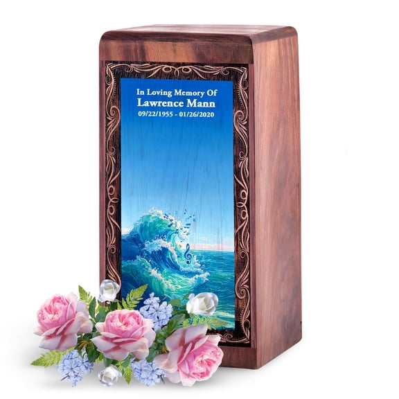 JAGSHASHI Personalized Wooden Urns For Human Ashes - Custom Photo And Text Engraving Wooden Urn for Ashes Adult Male - Cremation Urns for Man & Women - Small Decorative Urn for Mom & Dad (5Inch)